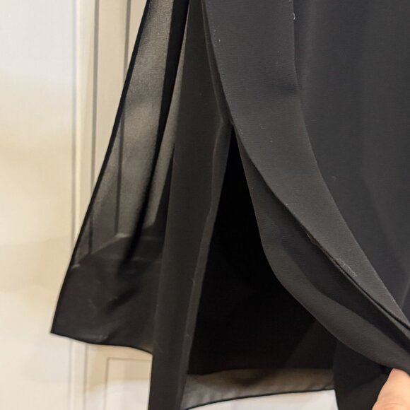Vintage JS Collections Black Chiffon Overlay Pencil Skirt Long 6 Eveningwear EUC - Picture 5 of 5